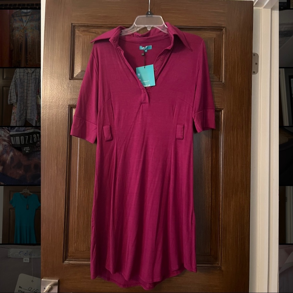 Fuschia Vfish Midi Dress